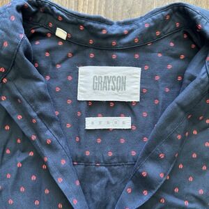 Grayson The Hero Navy Blue Ladybug Print Herringbone Button Down Shirt Size 04
